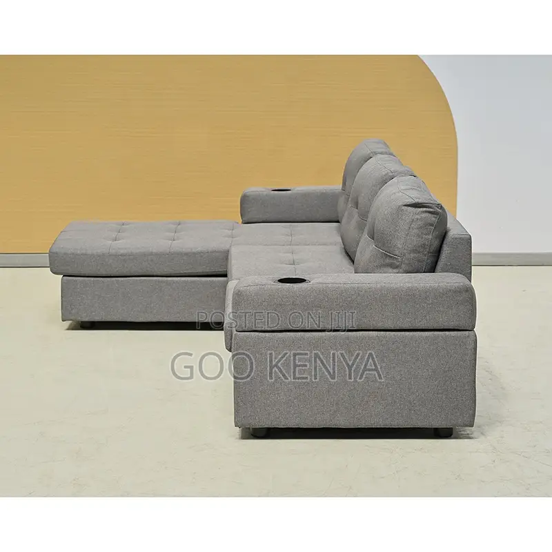 Home Sofa; Space-saving Nordic L-shaped Sofa With Wooden Frame