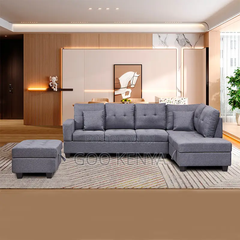 Home Sofa; Space-saving Nordic L-shaped Sofa With Wooden Frame