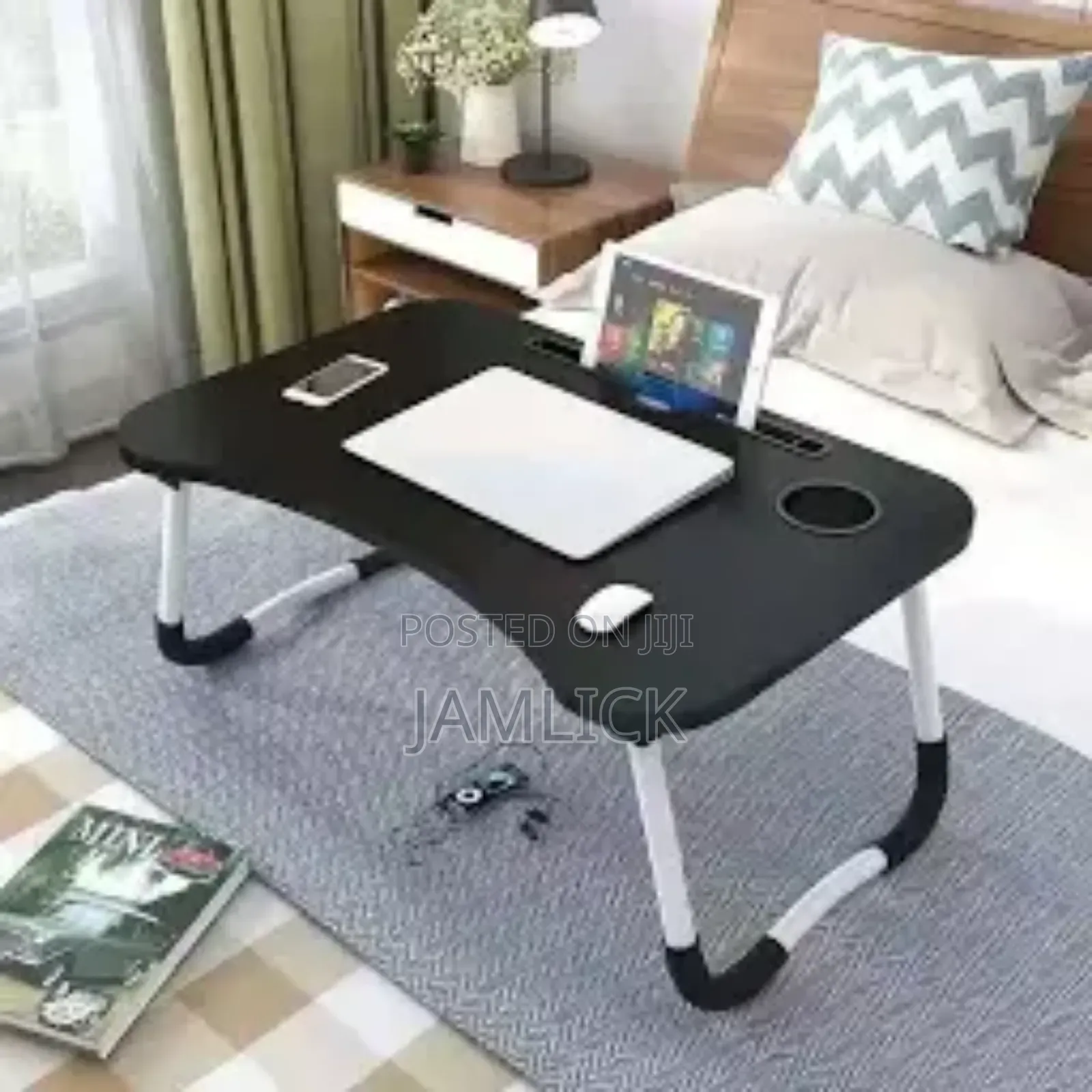 Multi-Purpose Foldable Laptop Desk – Study Table W/ Slots - Cr