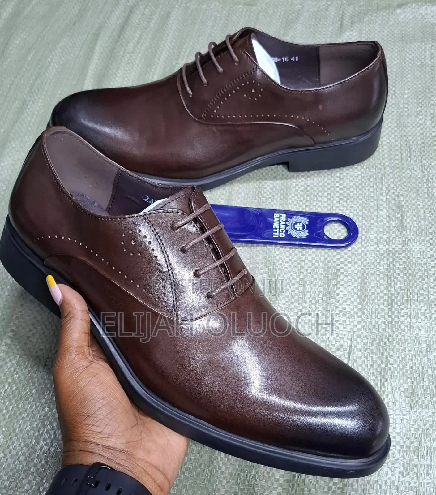 Brown Men Leather Derby Shoes.