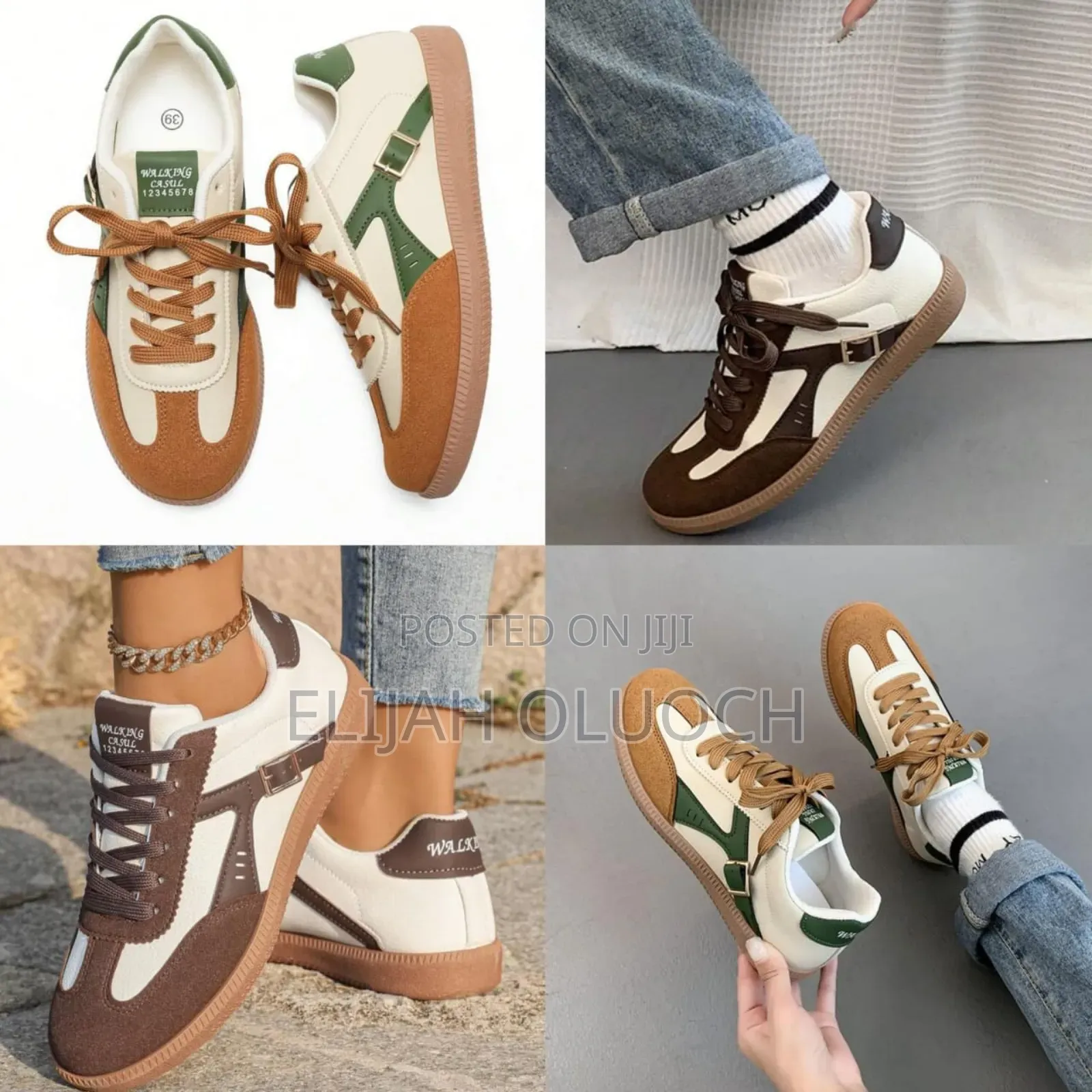 Green And Brown High Quality Laced (Comfort) Casual Rubber