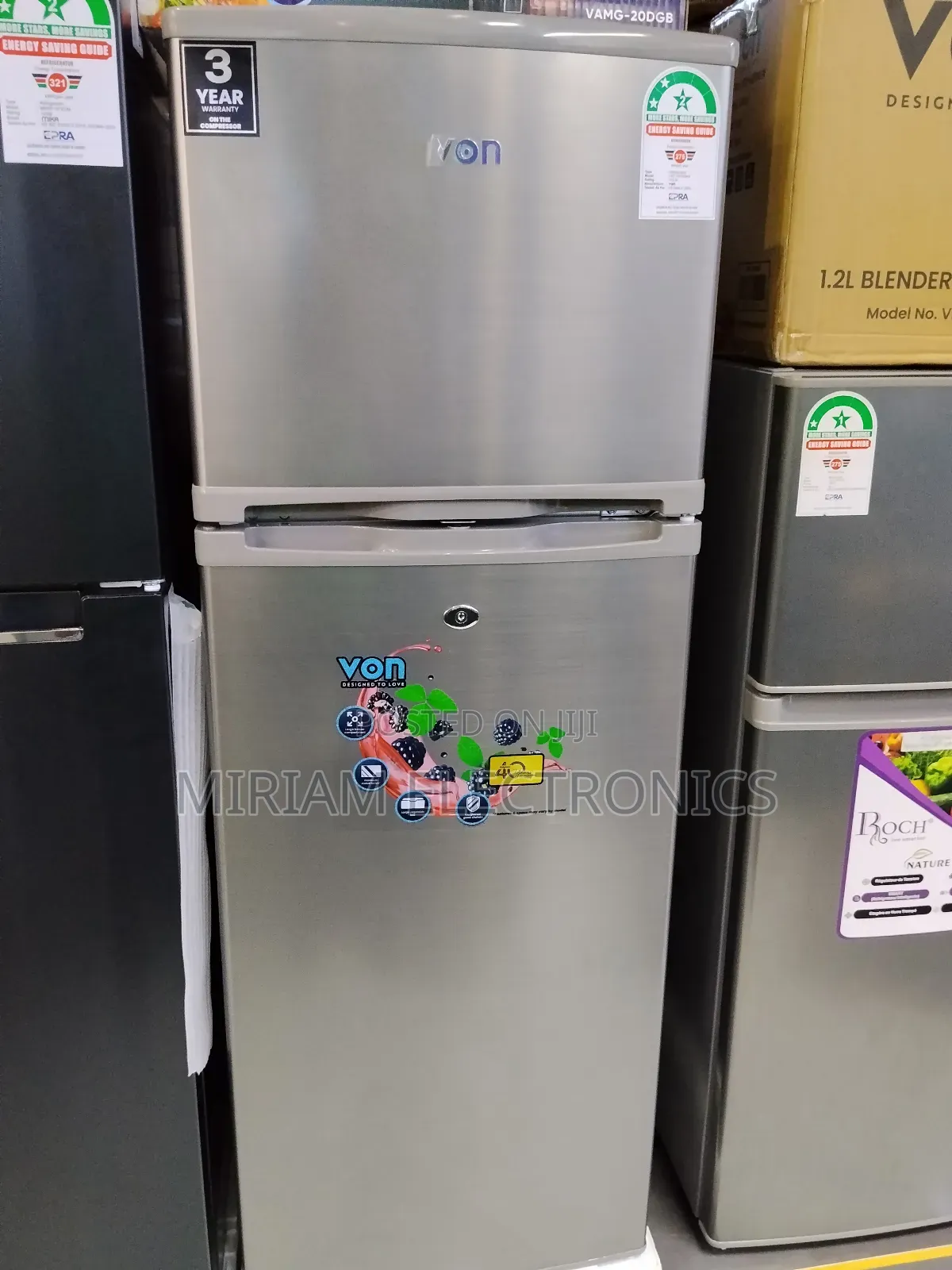 Von Vart-22dhs Double Door Fridge, Top Mount Freezer- 138l