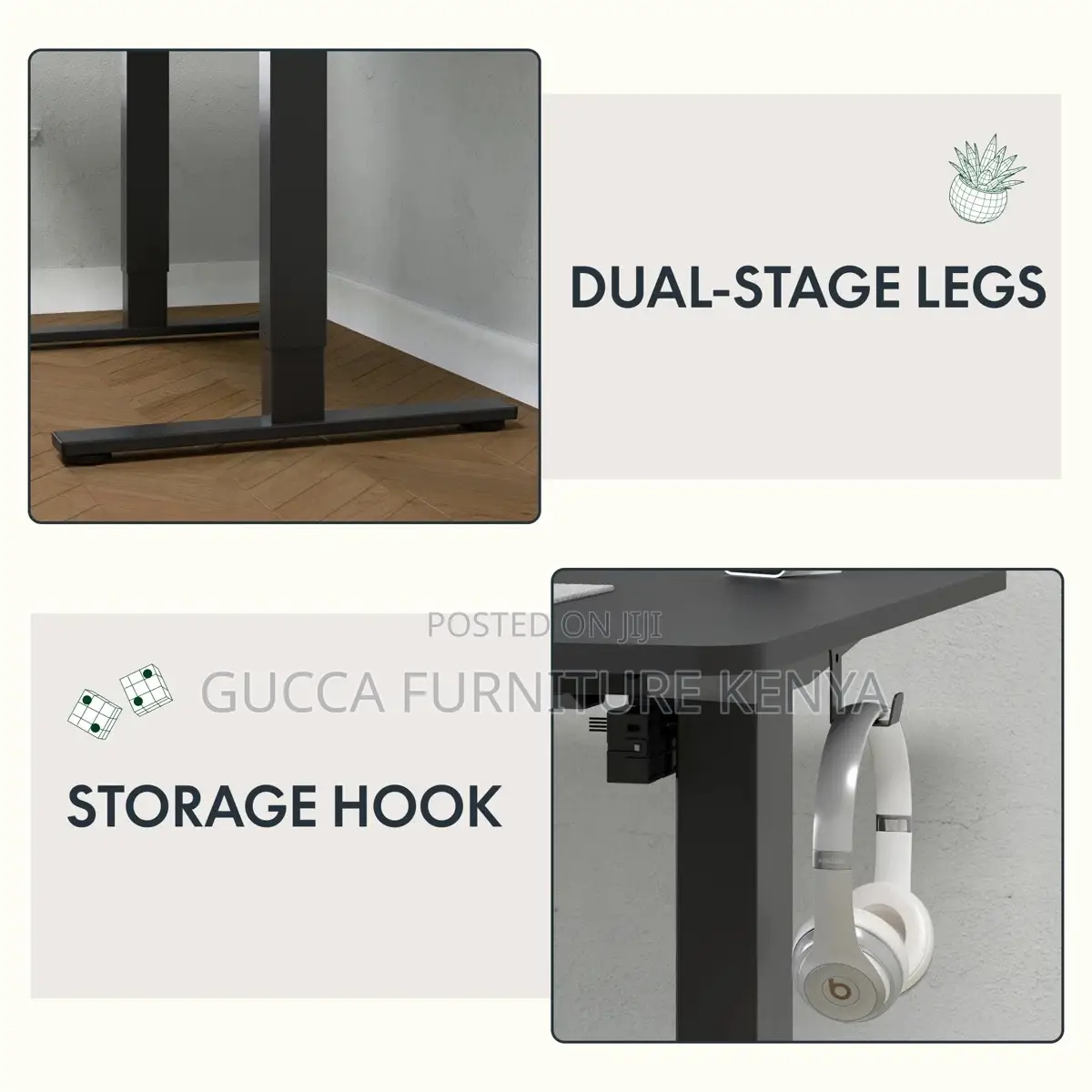 Black 120cm Electric Heigh Adjustable Table