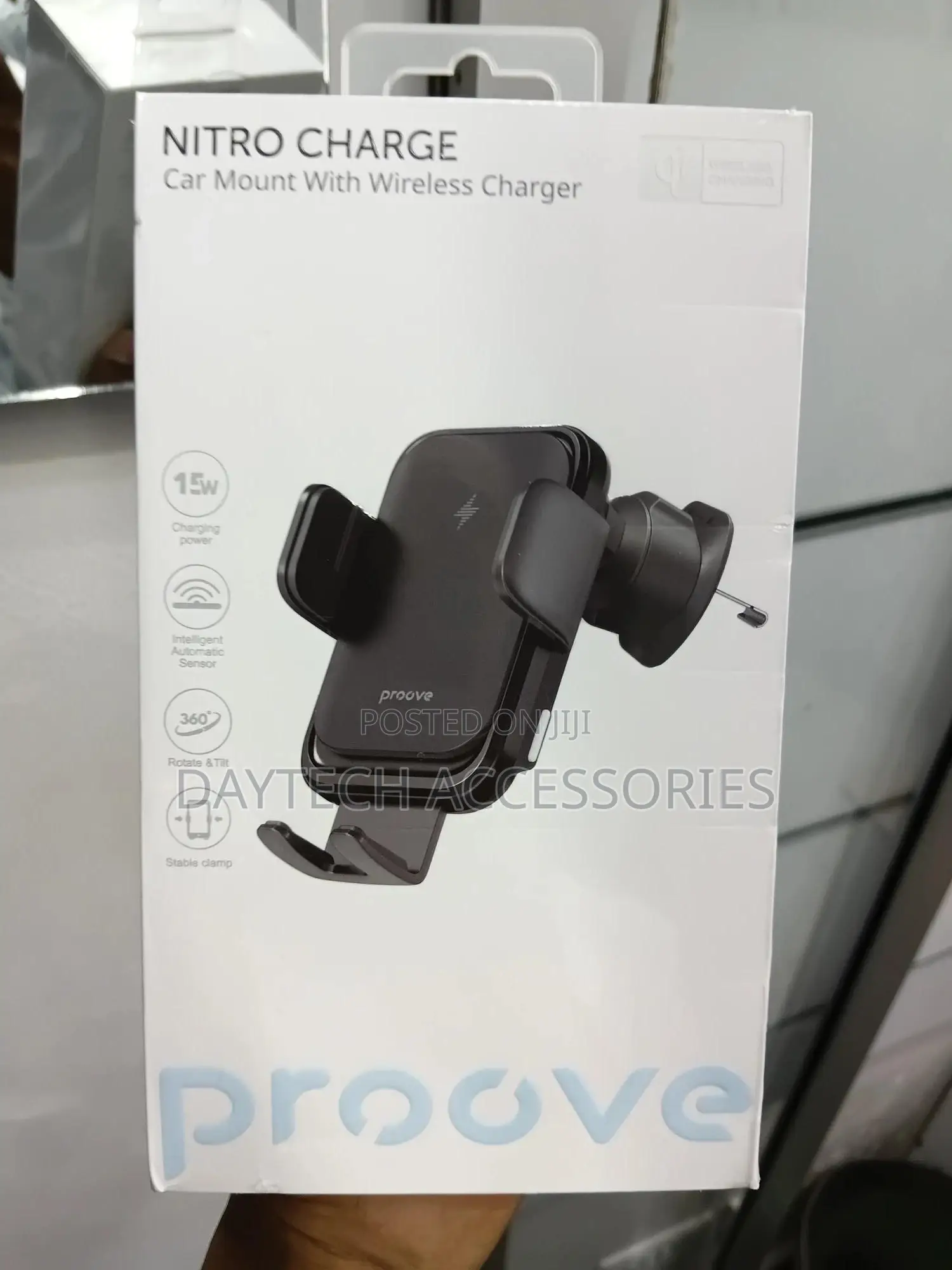 This Is a Proove Nitro Charge 15w Wireless Charging Car Vent Holder.