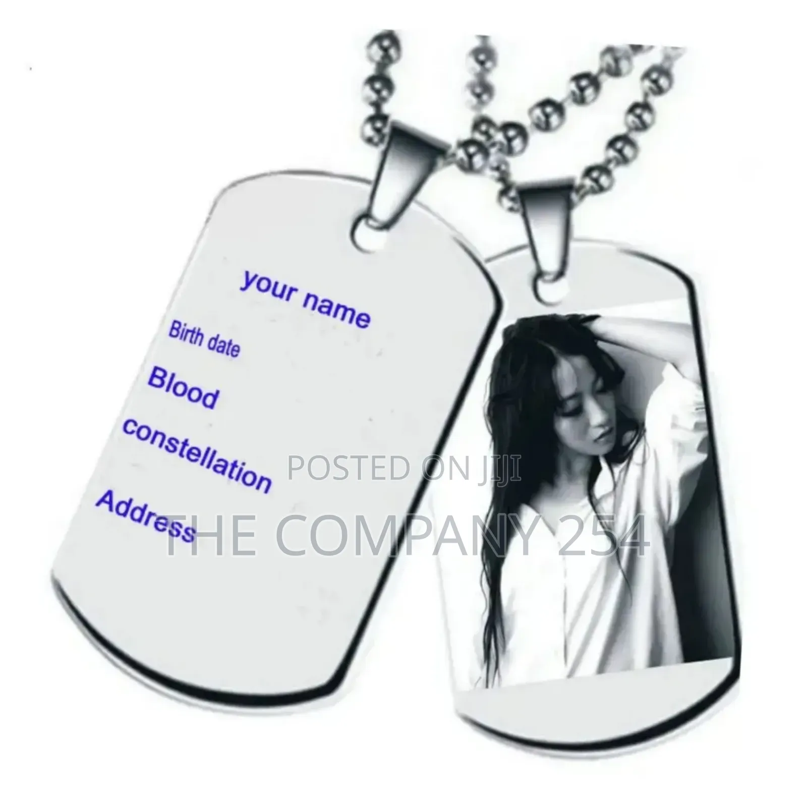Outdoor Id Name Stainless Steel Necklace Engraving Tactical Dogtag