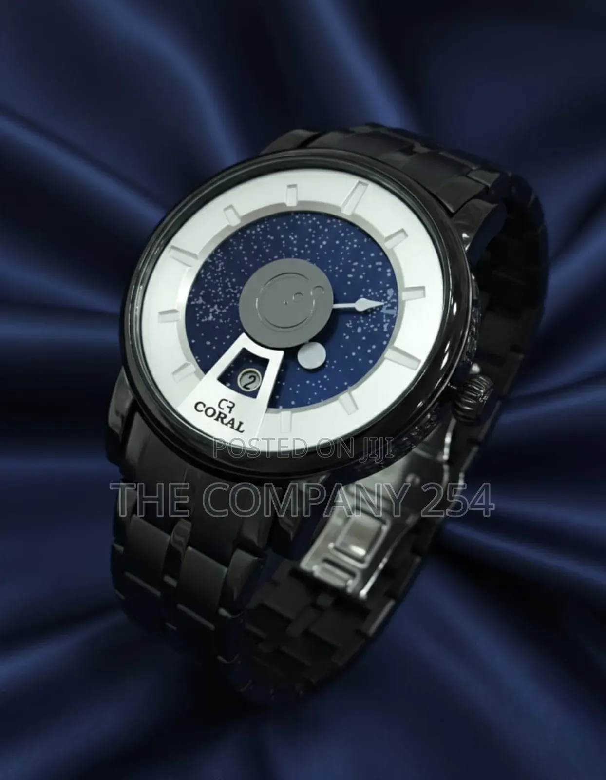 Casual Men Big Face Silvered Metallic Strip Coral Watches
