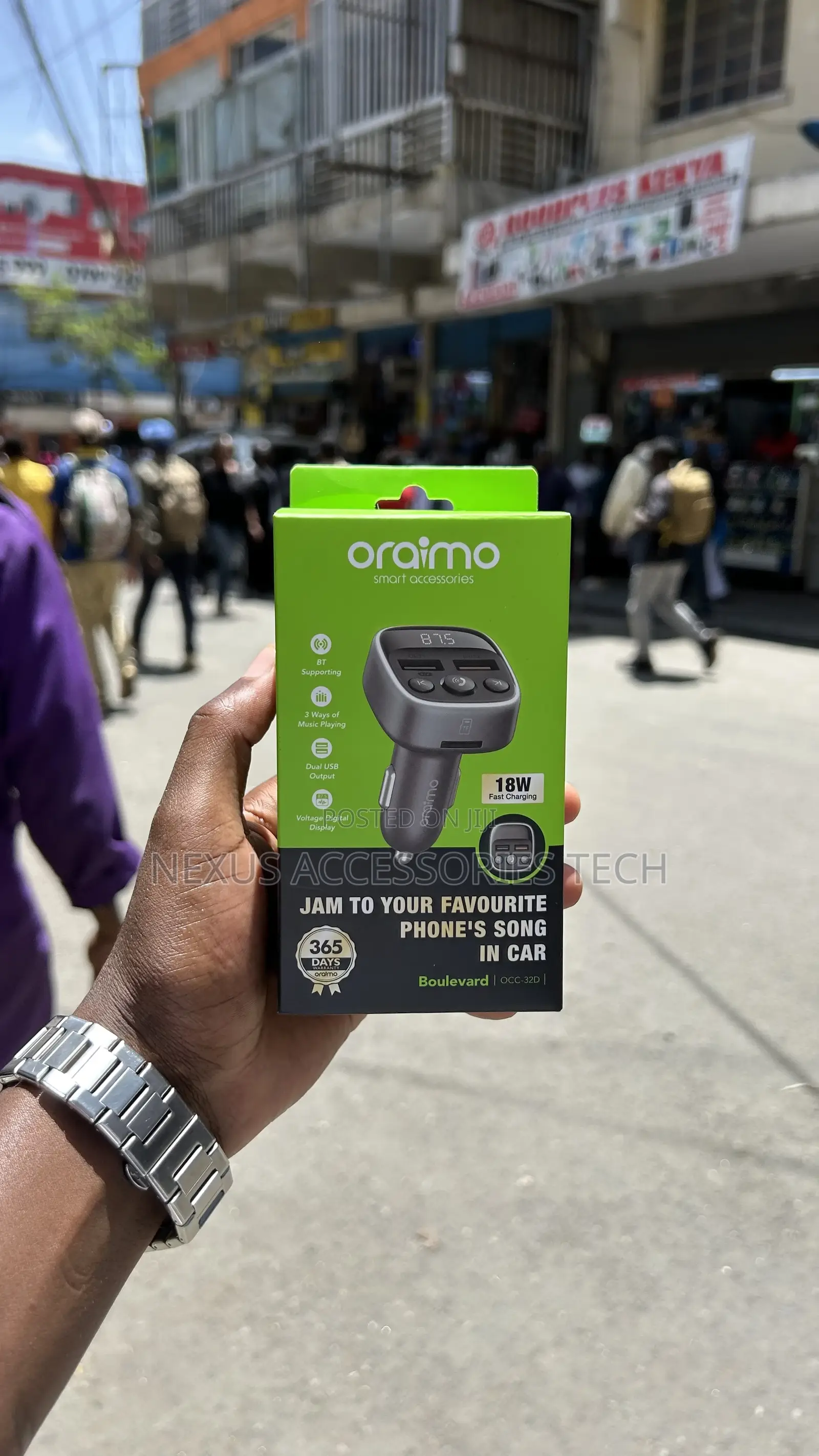 Oraimo Boulevard 18w Fast Car Charger With Bluetooth Fm Modulator