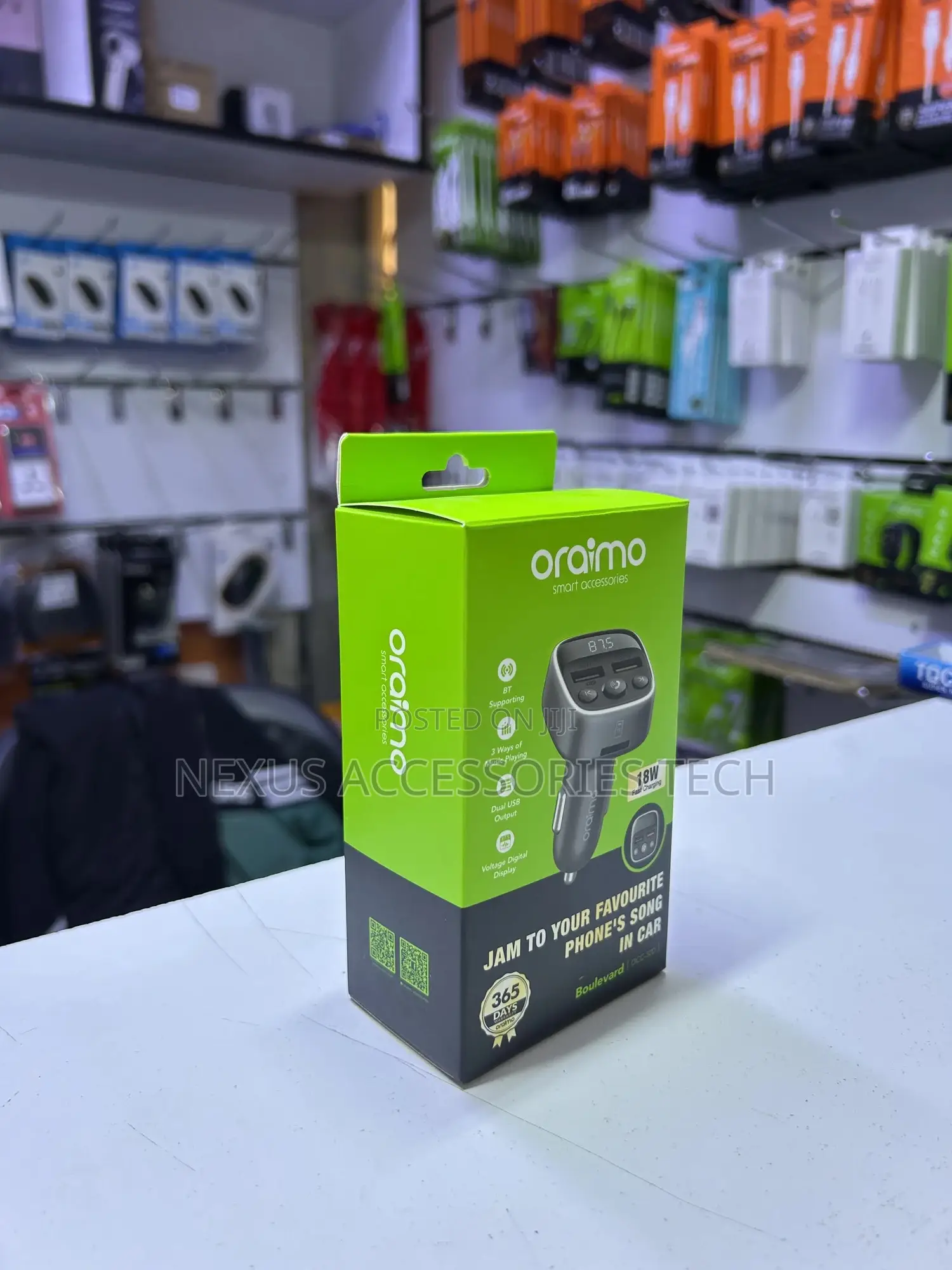 Oraimo Boulevard 18w Fast Car Charger With Bluetooth Fm Modulator
