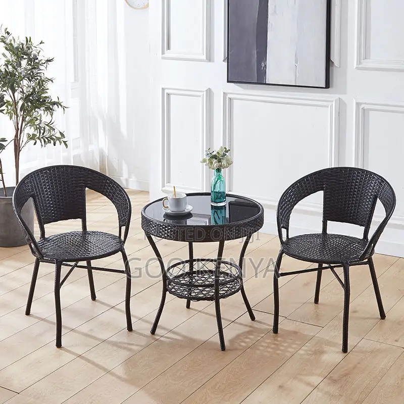 Home Dining Set; 2-seater Outdoor Rattan Chair And Table Set