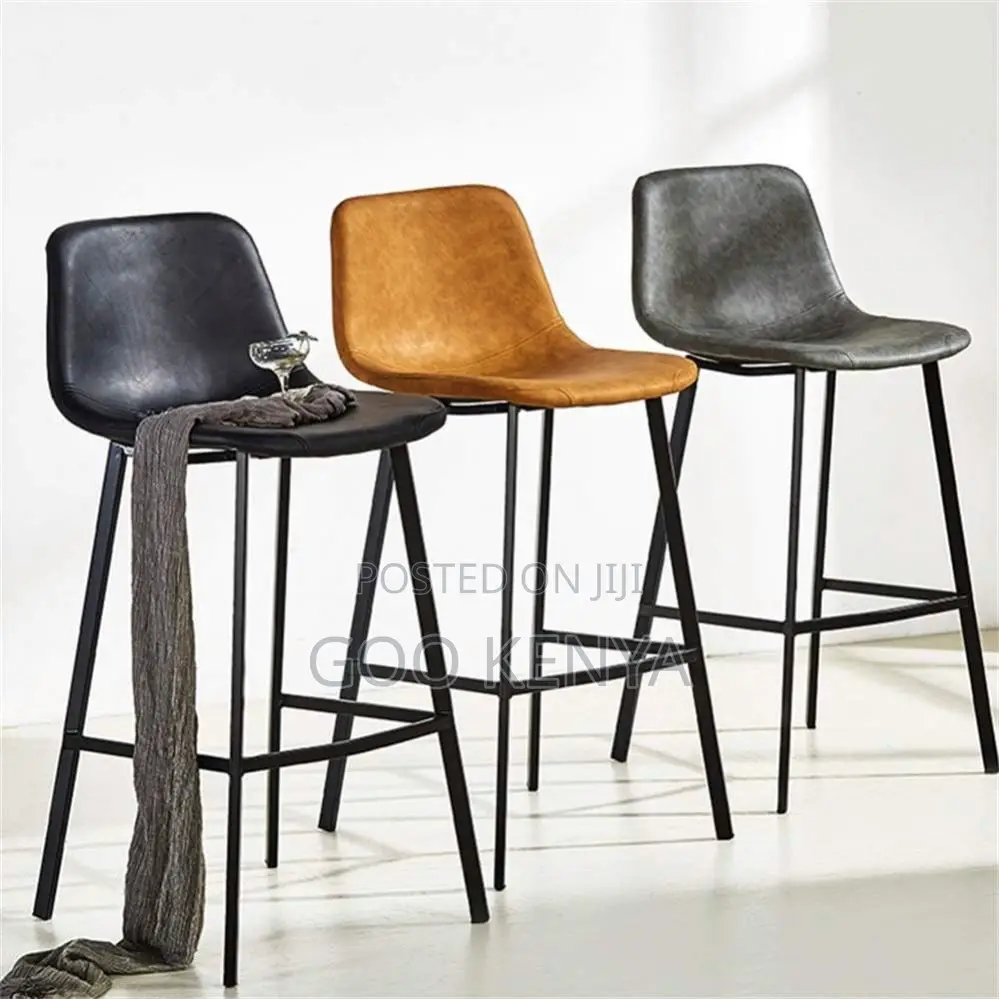 Home Kitchen Stool; Heavy-duty Leather Bar Stool With Metal Support