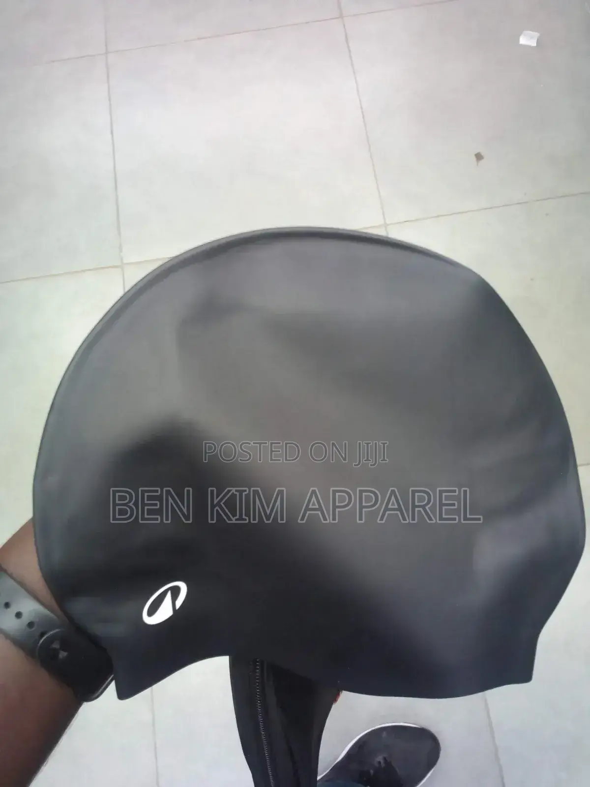 Black Silicone Elastic Swimming Cap Universal Fit