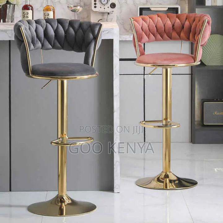 Home Counter Stool; Designer Velvet Bar Stool With Adjustable Seat