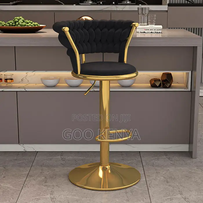 Home Counter Stool; Designer Velvet Bar Stool With Adjustable Seat