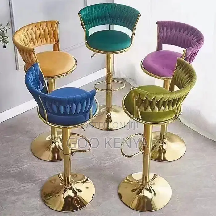 Home Counter Stool; Designer Velvet Bar Stool With Adjustable Seat