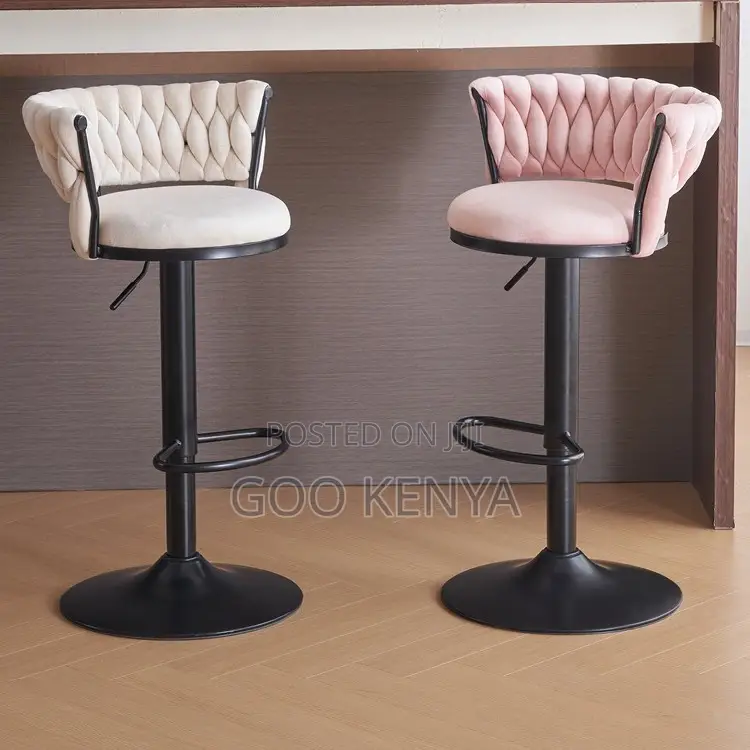 Home Counter Stool; Designer Velvet Bar Stool With Adjustable Seat