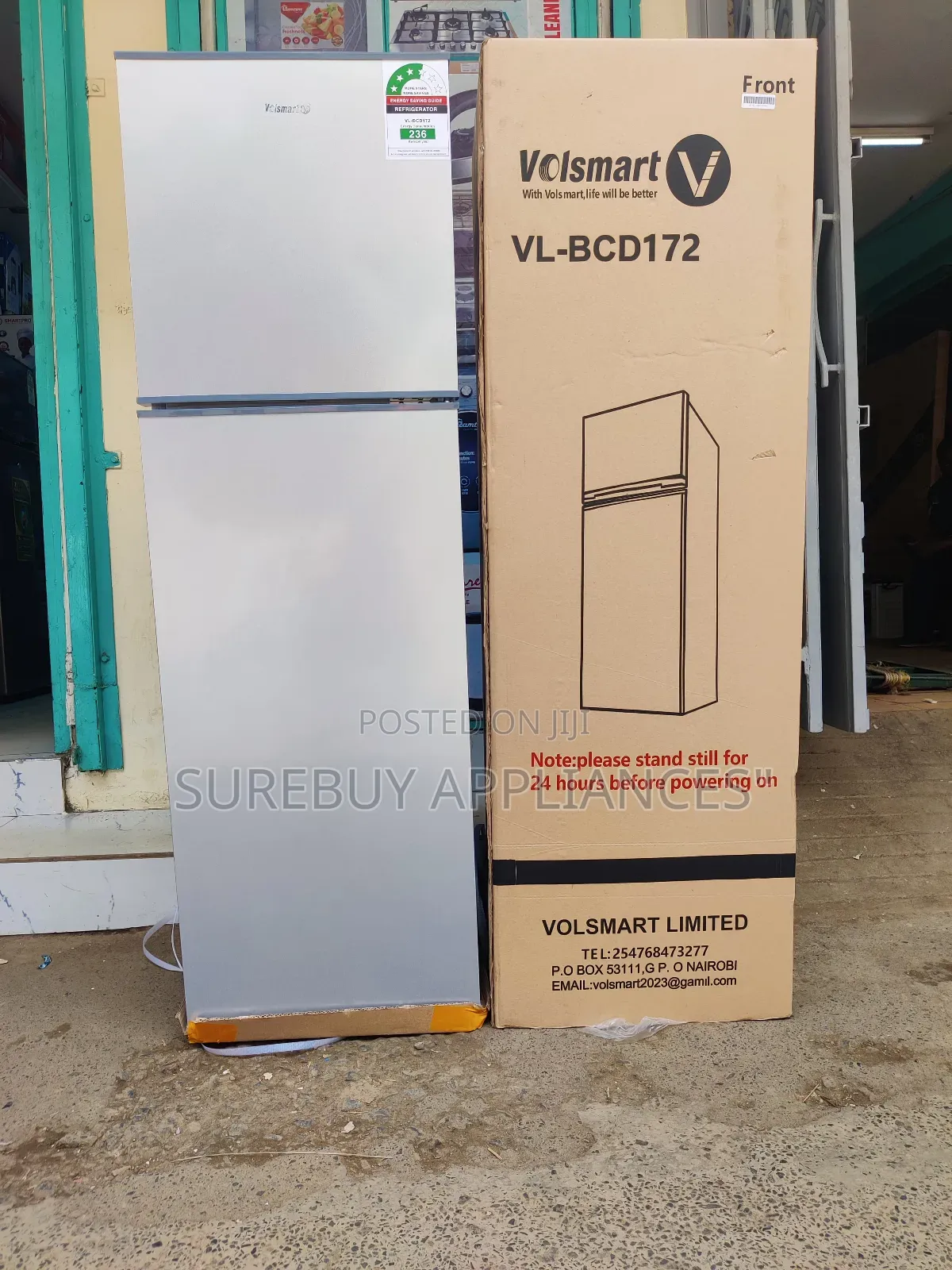 Volsmart 172 Litres Two-Door Fridge With Freezer