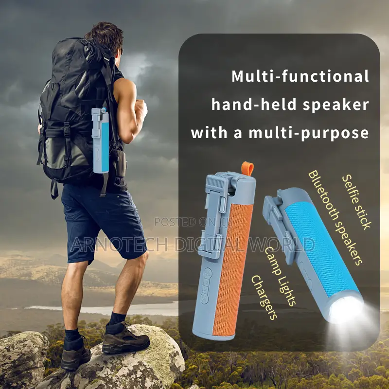 Portable 5in1 Mini Speaker With Flashlight U-Disk Power Bank Speaker