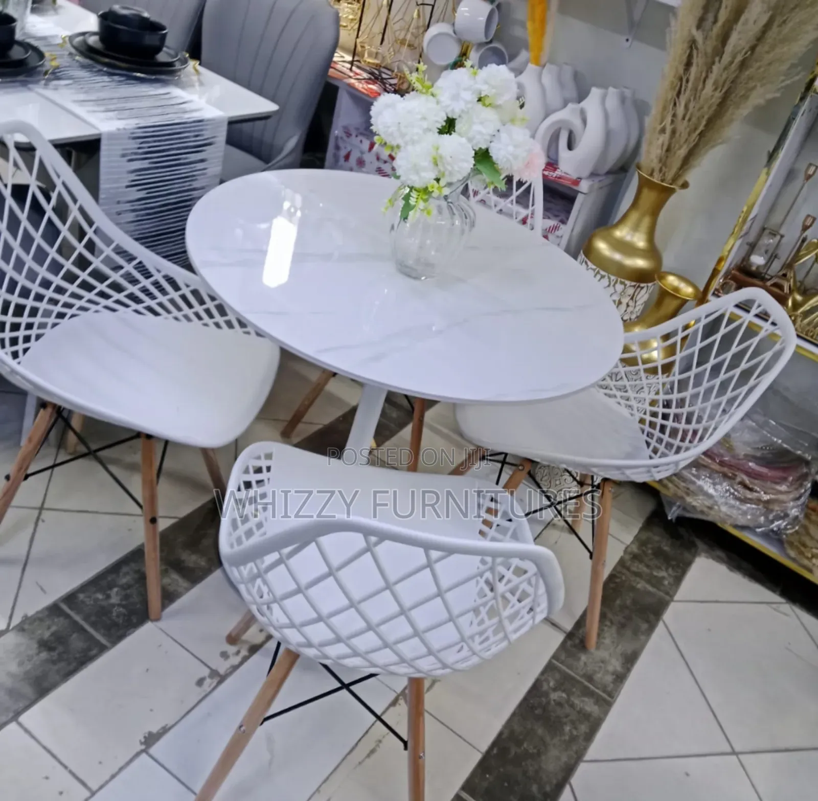 All White Dining Set (3 Seater)