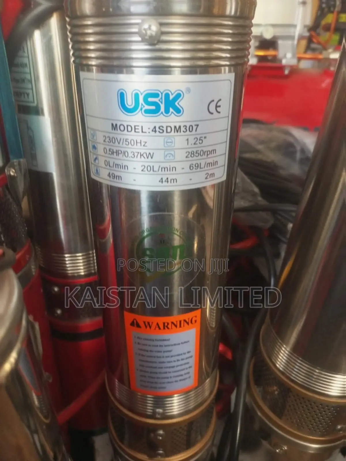 Usk Deep Well Water Pump - 0.37kw / 0.5hp. Submersible Pump