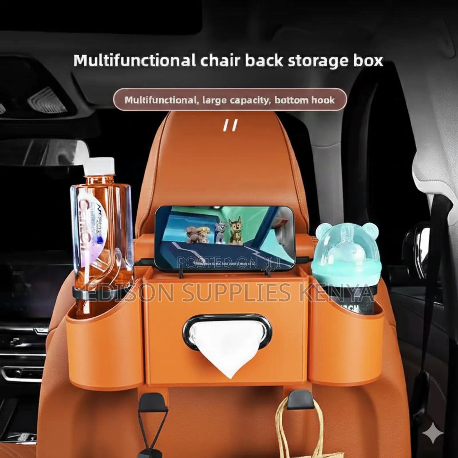 Car Back Seat Organizer Tissue Storage Box Leather