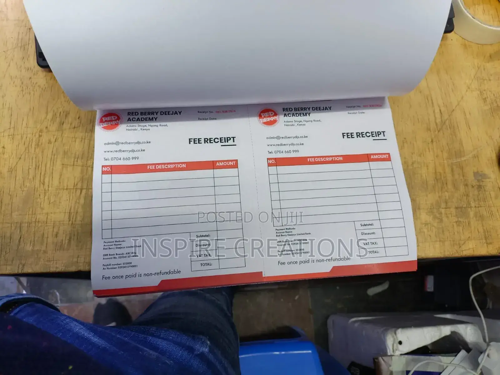 ==Branded Fee A4 Receipt Books Printing