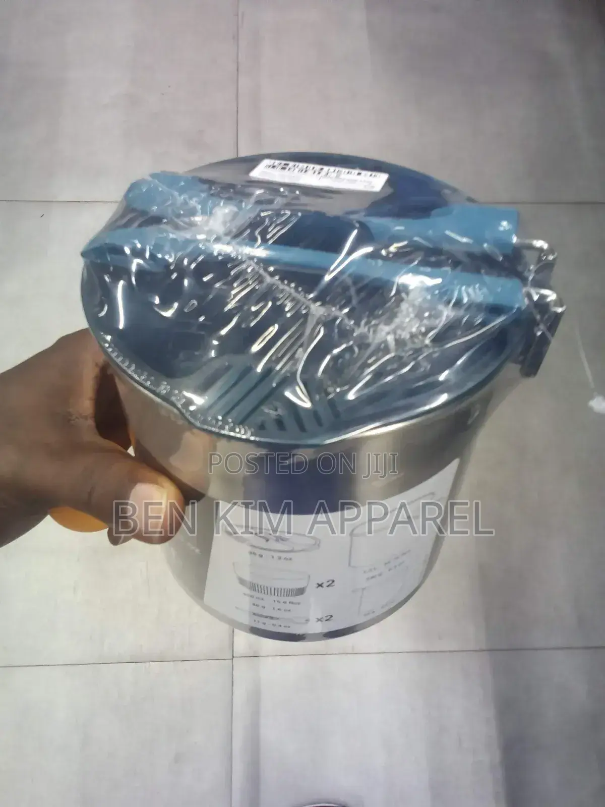 405gms Stainless Steel 1 to 2 Persons Camping Cookware Grey Blue.