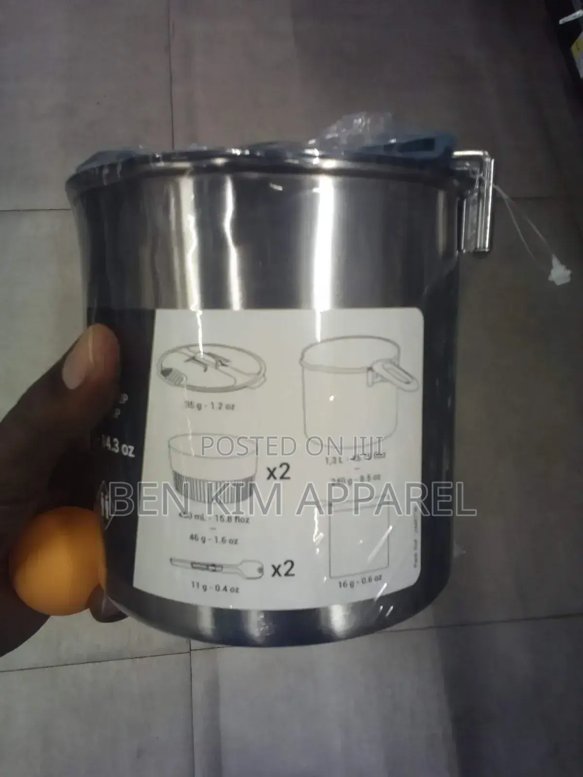 405gms Stainless Steel 1 to 2 Persons Camping Cookware Grey Blue.