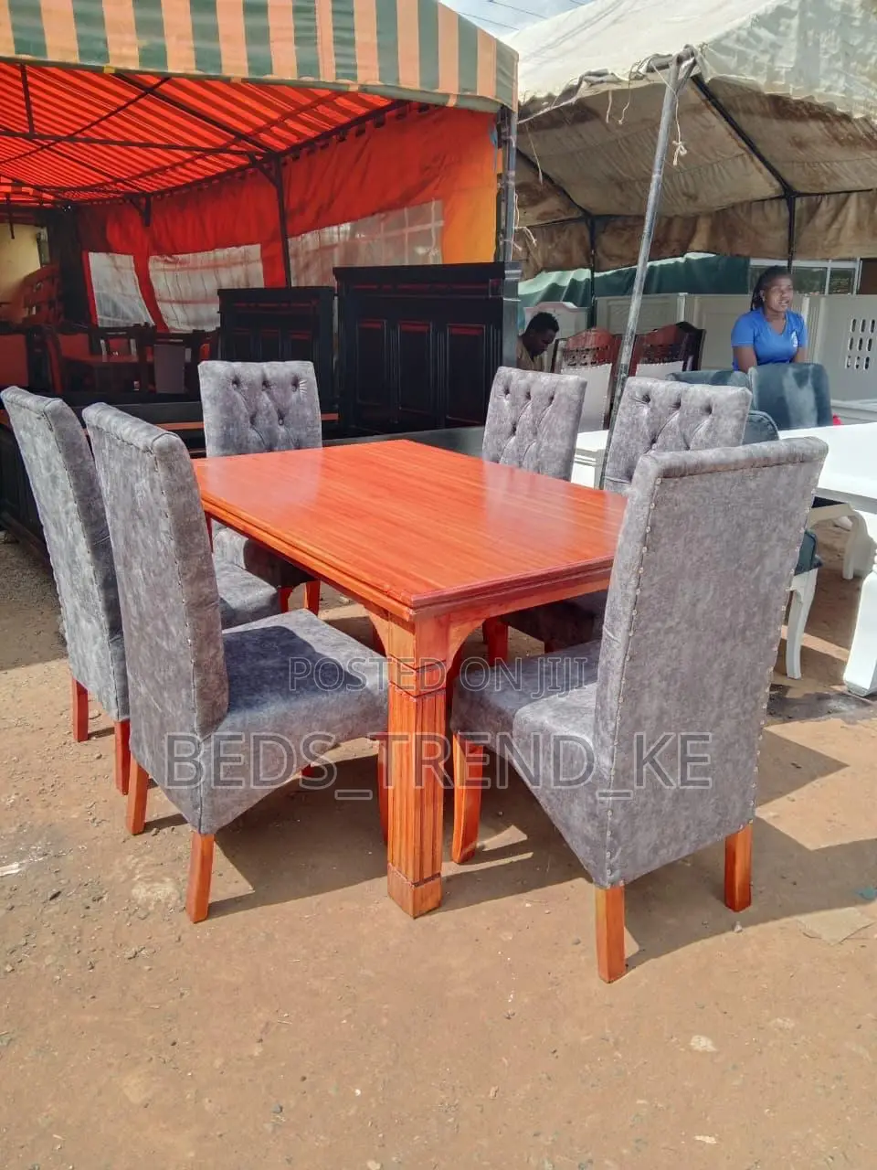Modern Fabric 6 Seater Dining Table