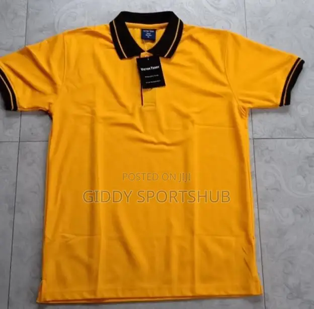 Yellow and Black Tipped Collar Polo T-Shirt.