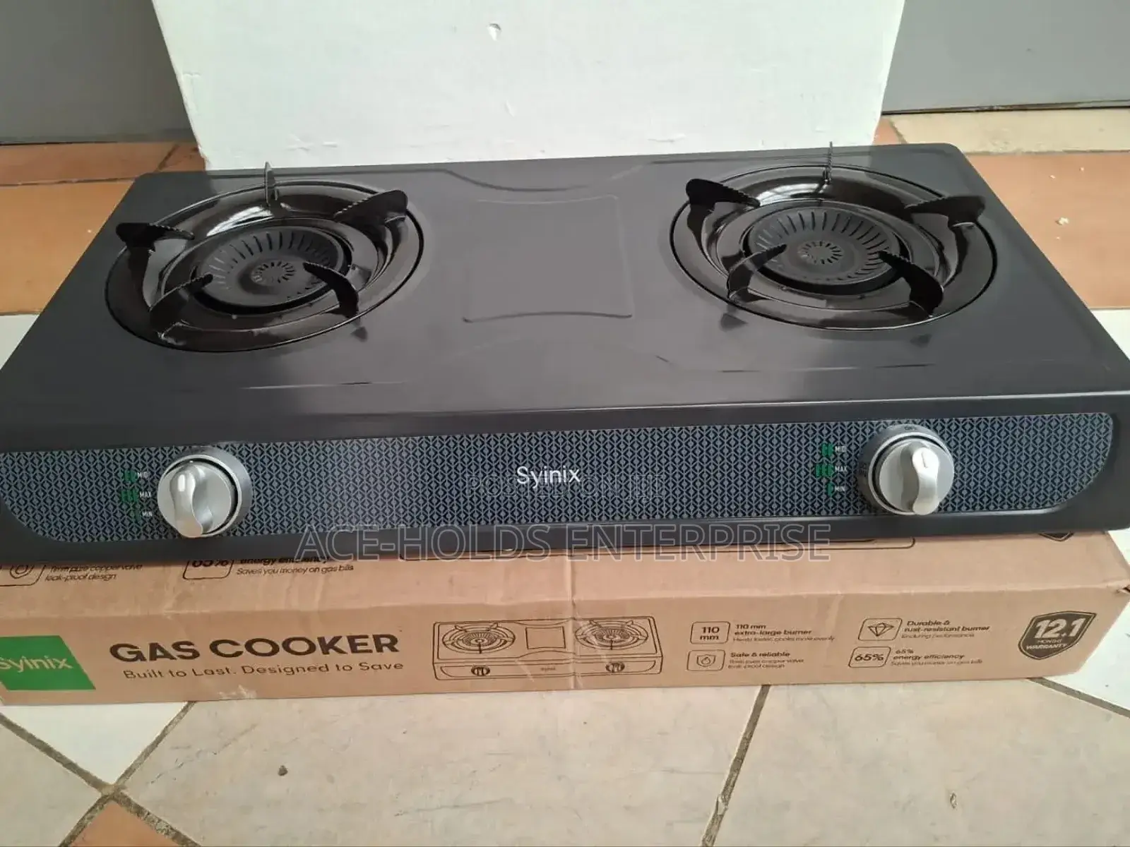 Syinix 2 Burner Stainless Coated Table Gas Cooker - Auto Ignition