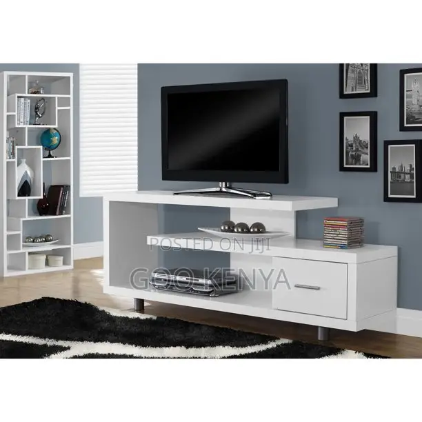 Home Tv Stand; Modern Nordic Tv Stand – White With Storage