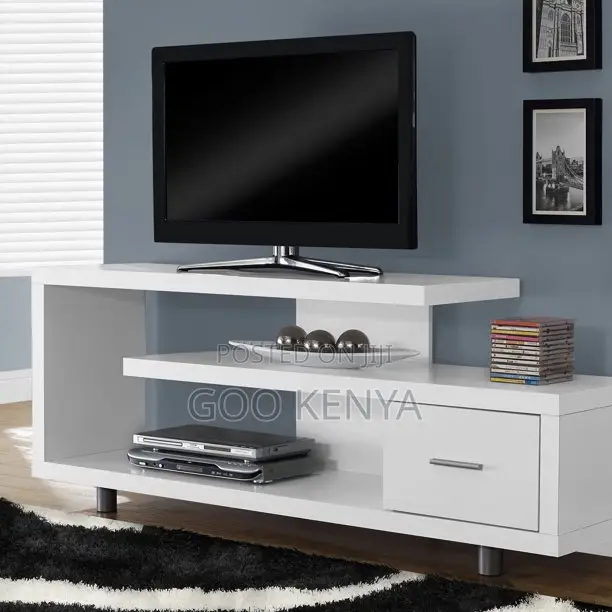 Home Tv Stand; Modern Nordic Tv Stand – White With Storage