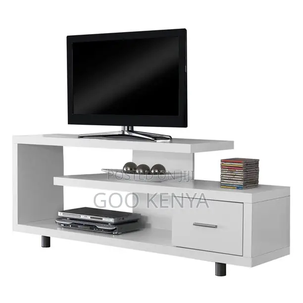 Home Tv Stand; Modern Nordic Tv Stand – White With Storage
