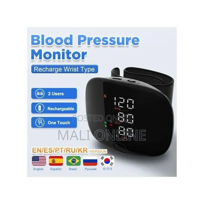 Digital Wrist Blood Pressure Monitor Automatic Usb Rechargeable