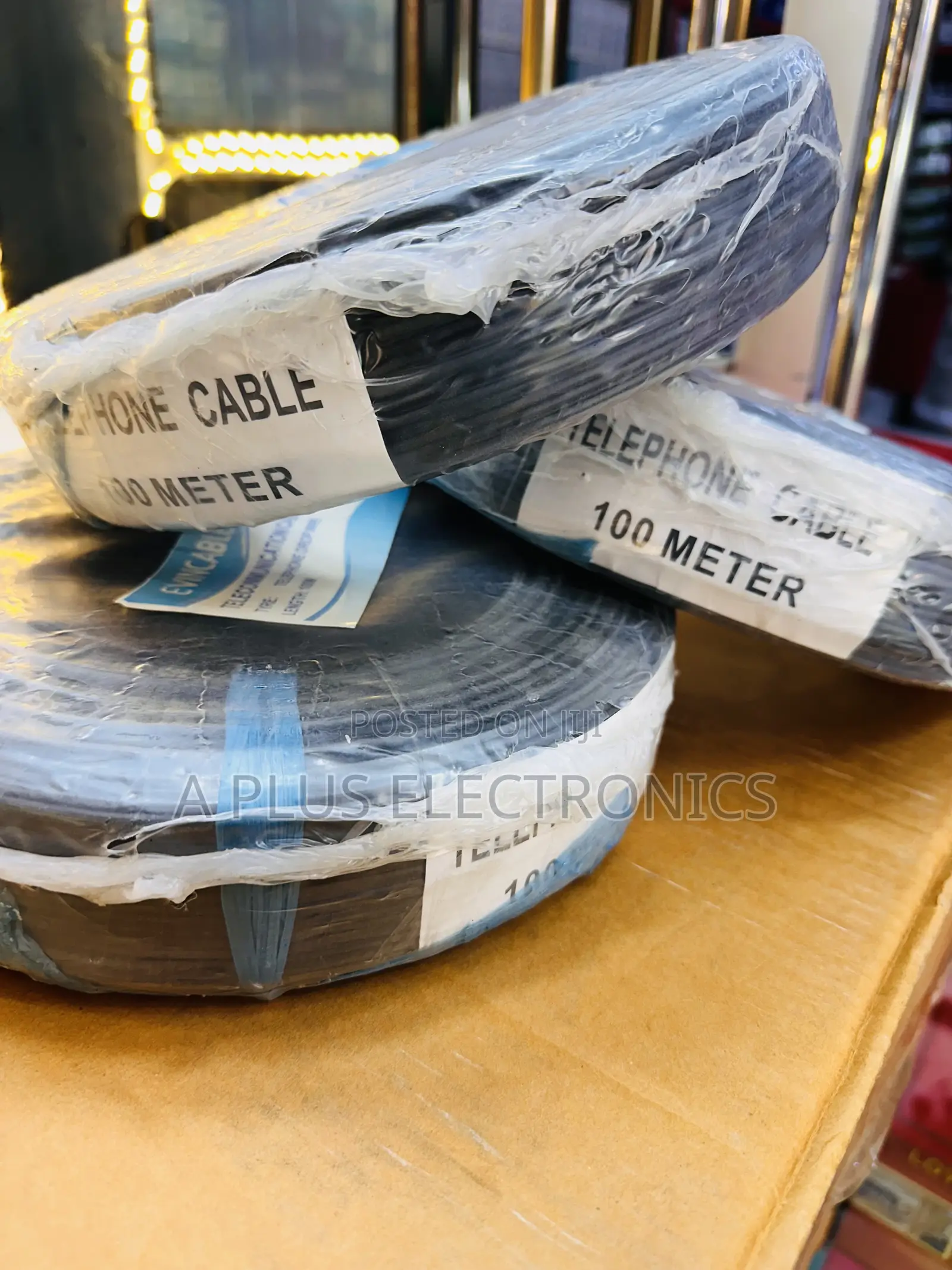 Telecommunication Cable, 100 Meters,Black, 2 Cores – Premium