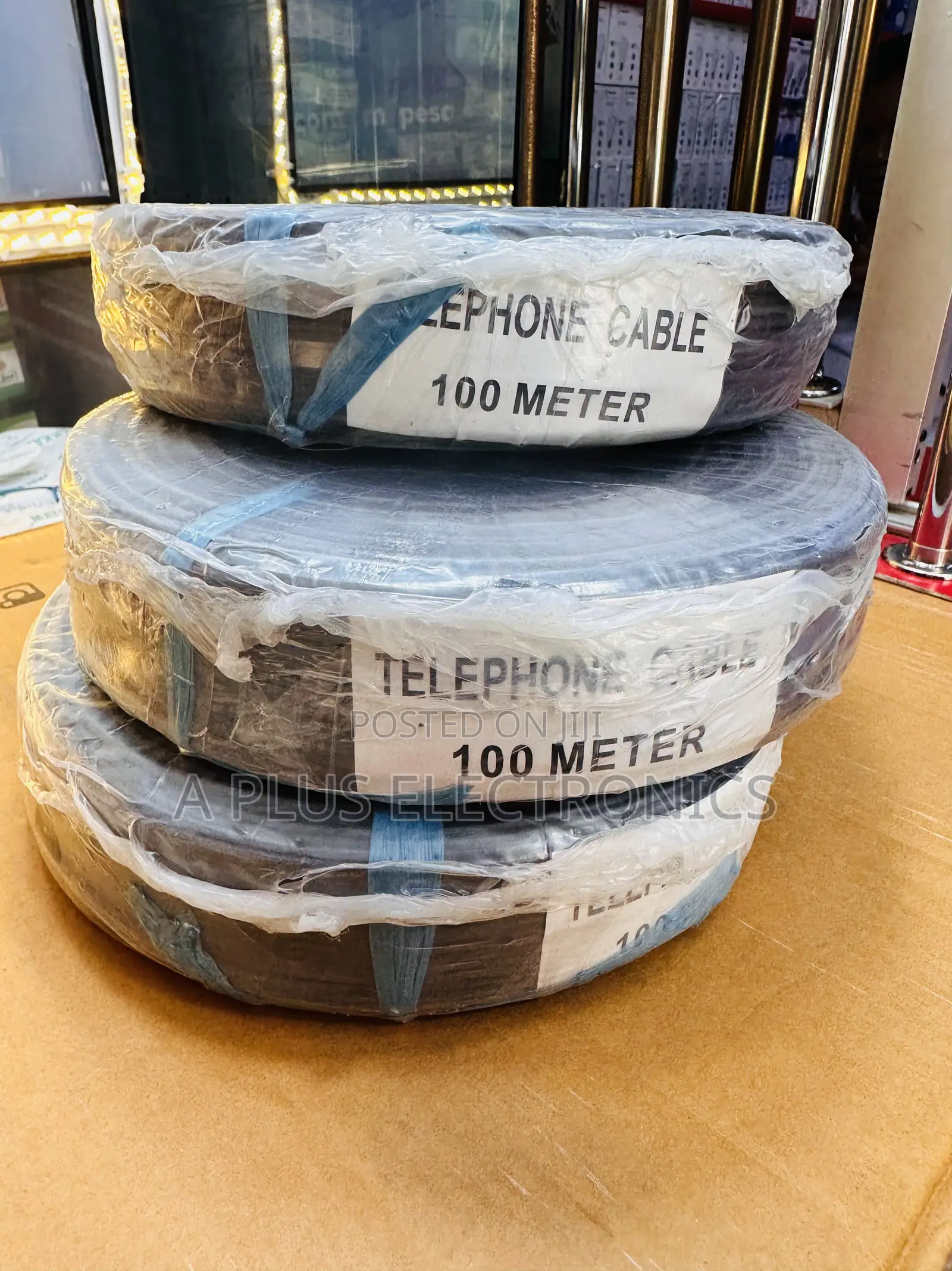 Telecommunication Cable, 100 Meters,Black, 2 Cores –Indoor/Outdoor Use