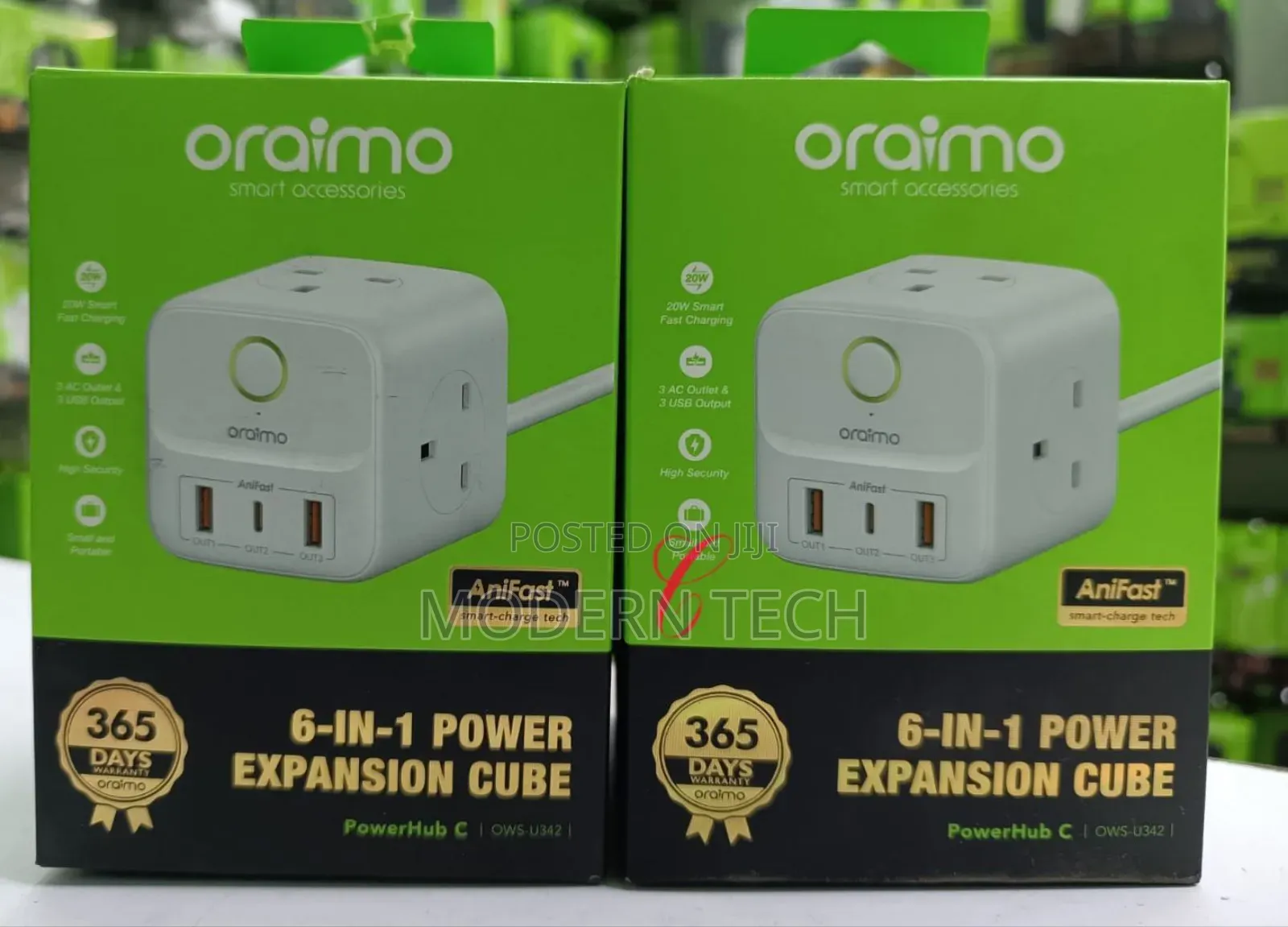 Oraimo Powerhub 2 1.5m 6-in-1 Power Cube