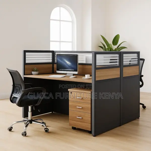 2-way Brown Modular Office Workstation