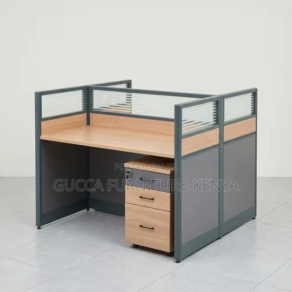 2-way Brown Modular Office Workstation