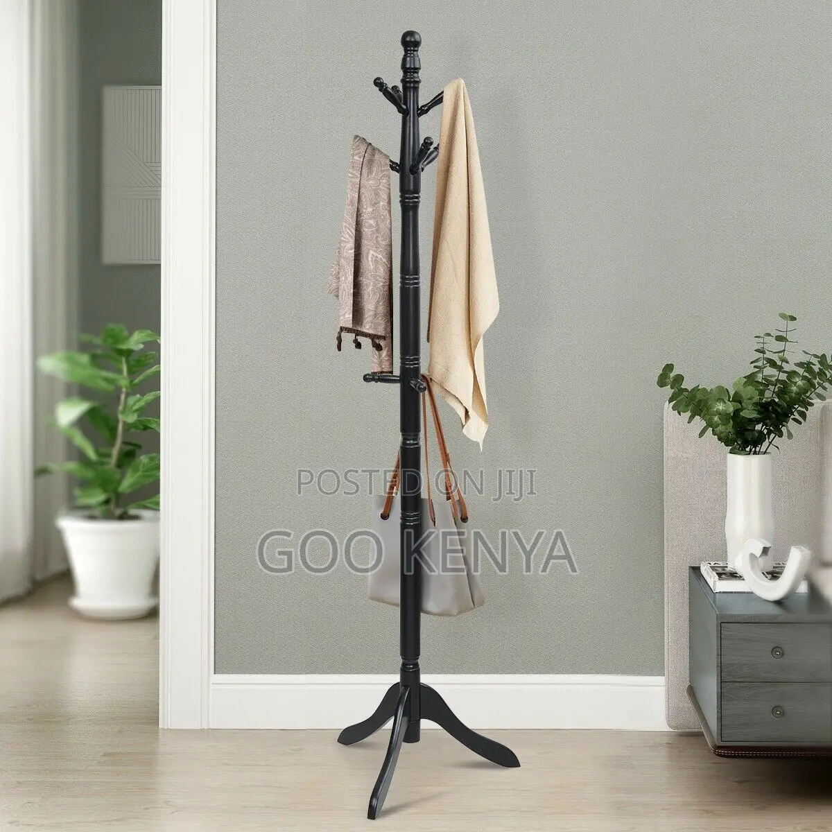 Home Coat Rack; Brown Wooden Free-standing Coat Rack For Entryway