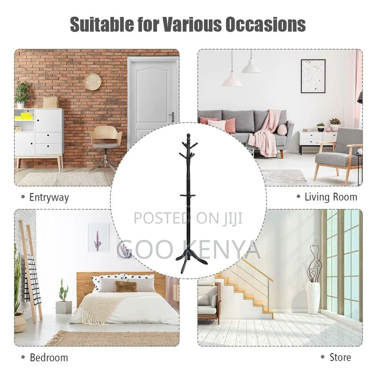 Home Coat Rack; Brown Wooden Free-standing Coat Rack For Entryway