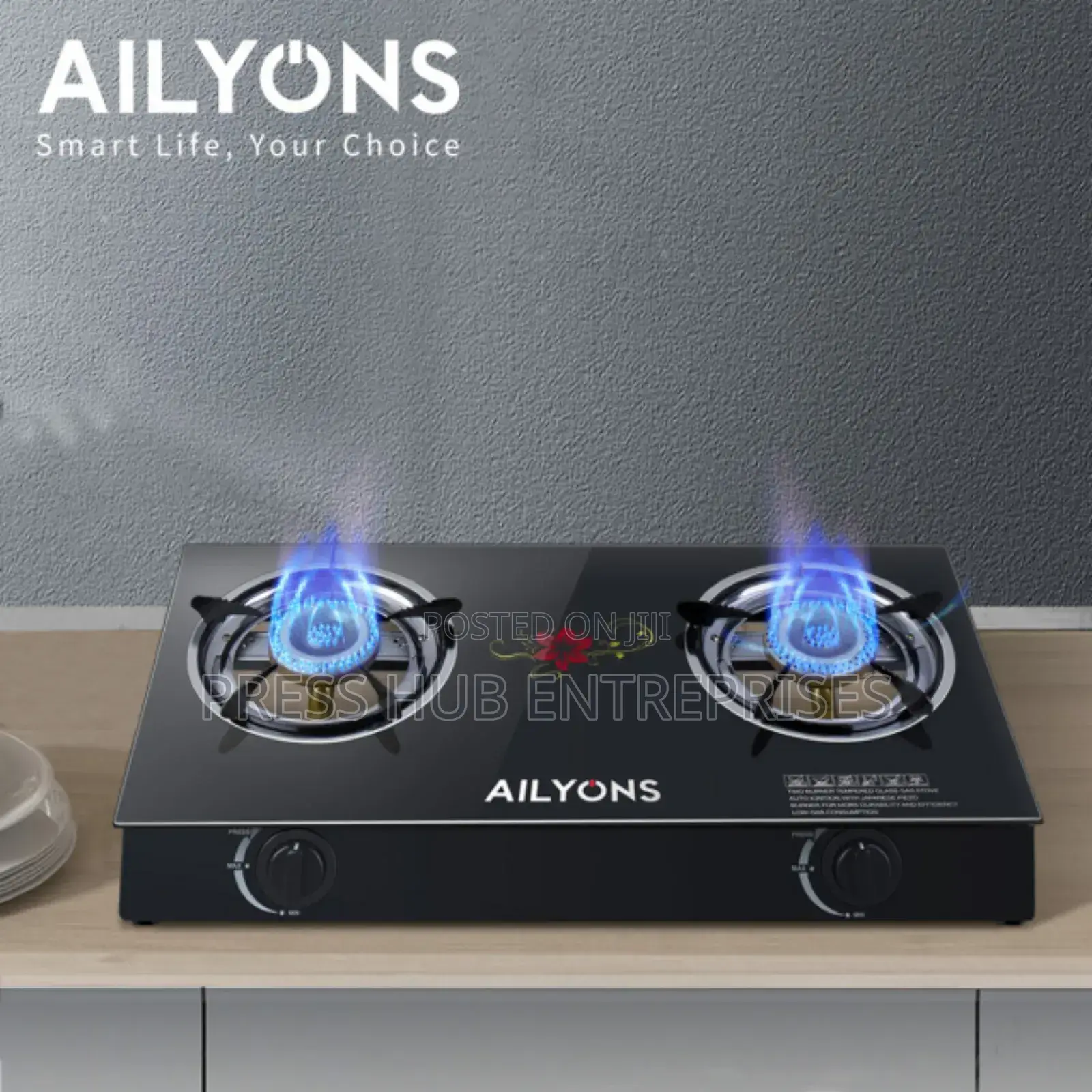 Ailyons Double-Burner Glass-Top Gas Cooker.: 
