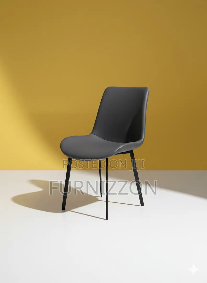 Dark Grey Padded Dining Chair With Aluminium Stand
