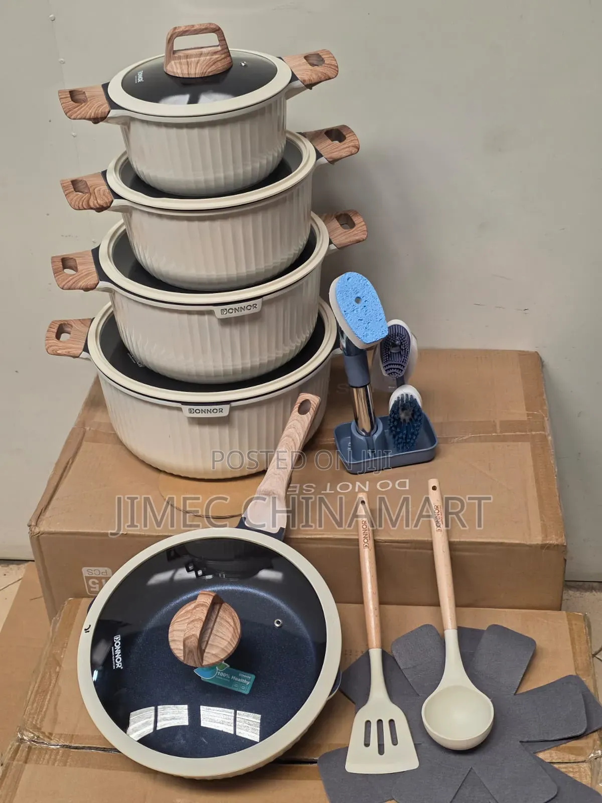 Ivory Brown Germany 21pcs Granite Nonstick Cookware