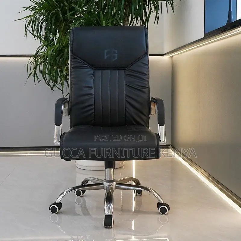 Executive Black Swivel Leather Office Chair