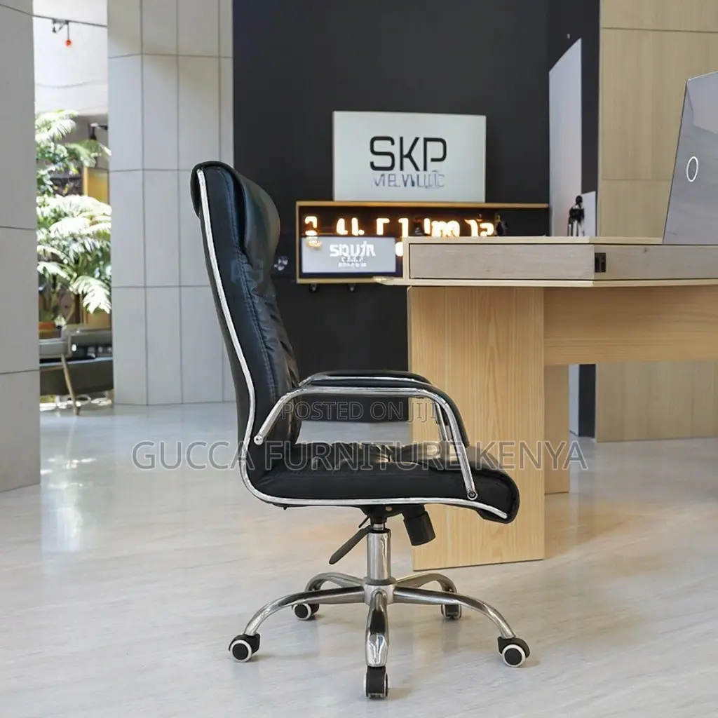 Executive Black Swivel Leather Office Chair
