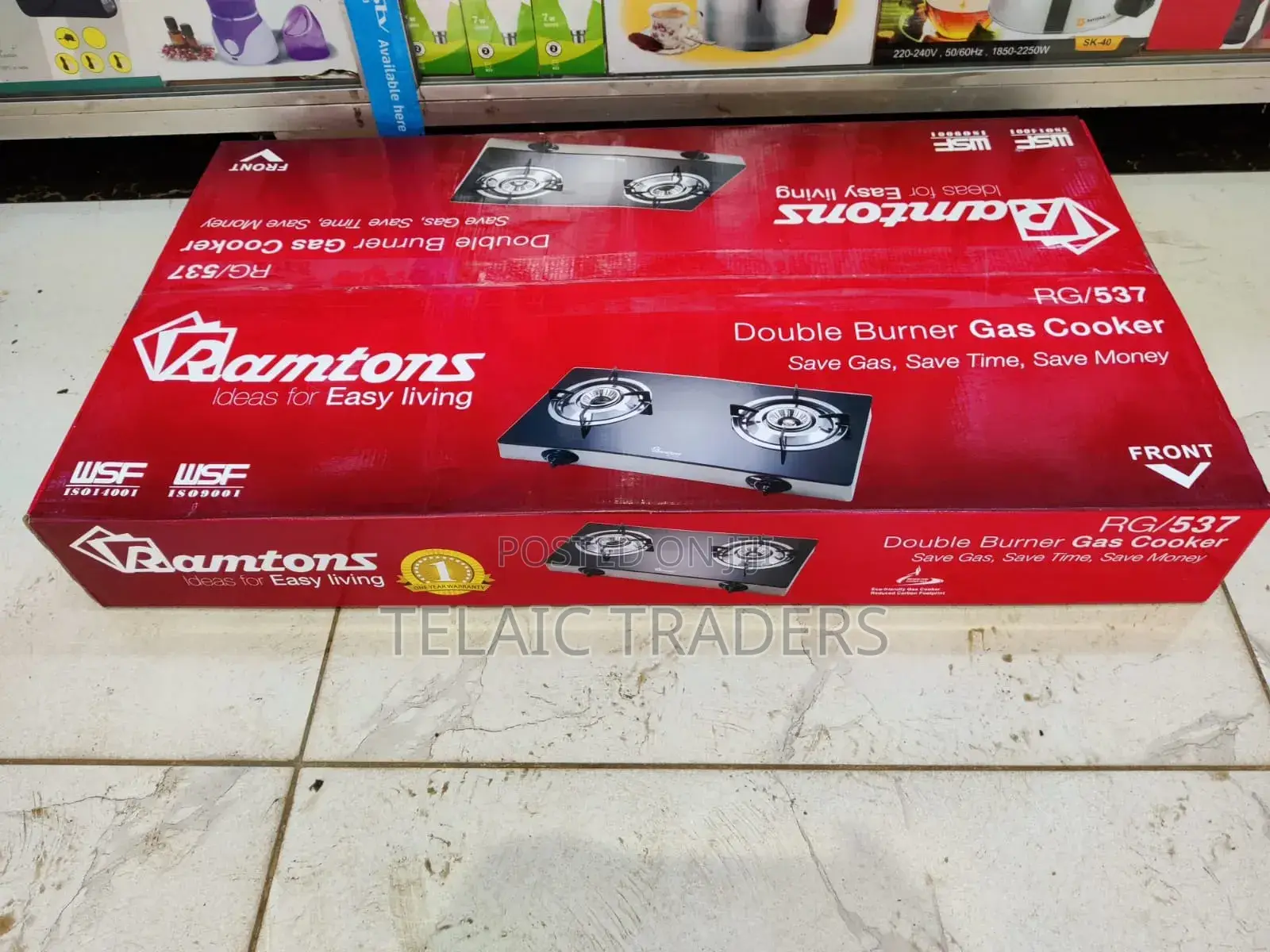 Ramtons 2burner Gas Cooker Ceramic Top (Glass) Rg537