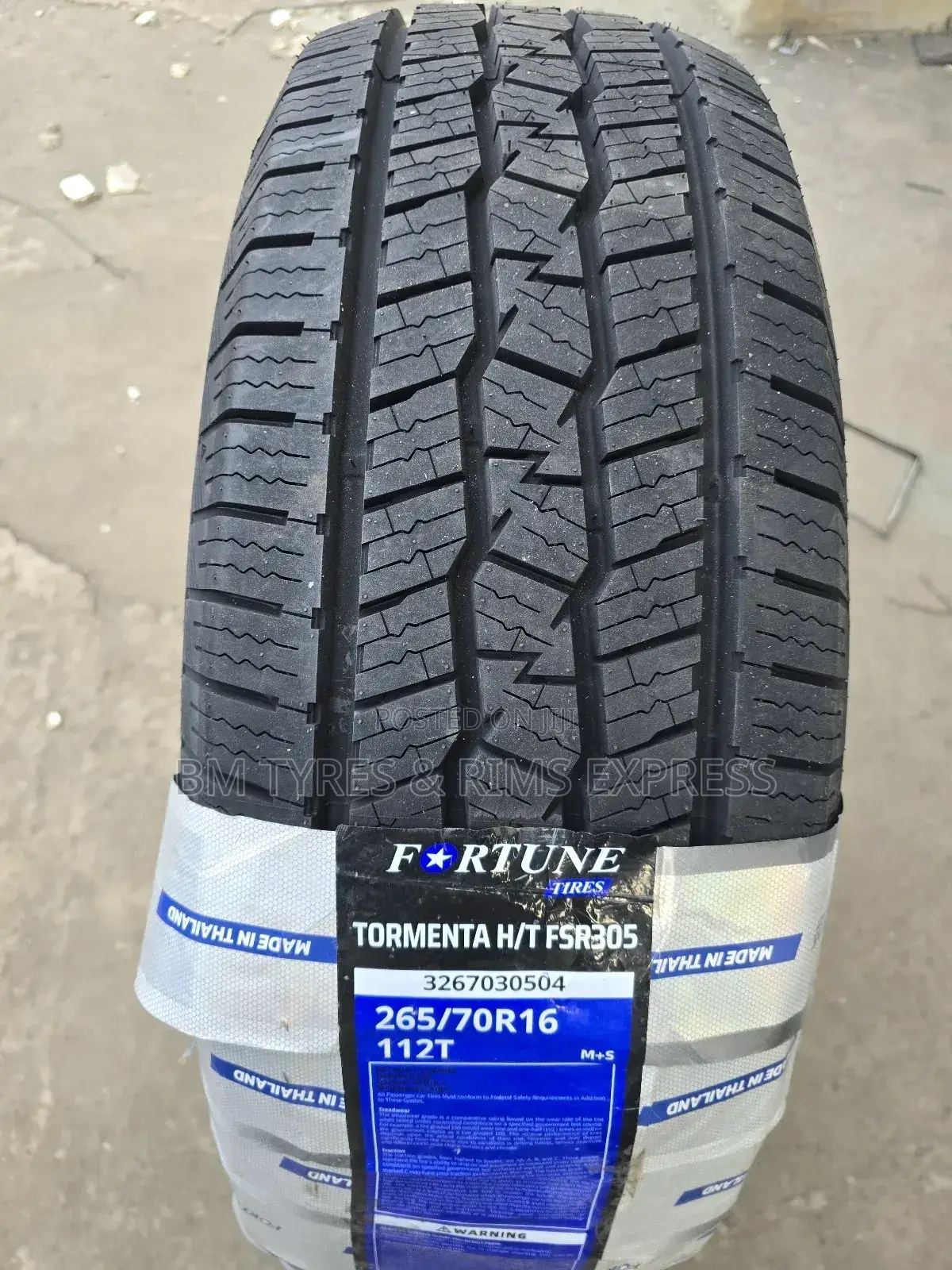 265 /70 R16 Fortune Tyres (All Terrein) Thailand.