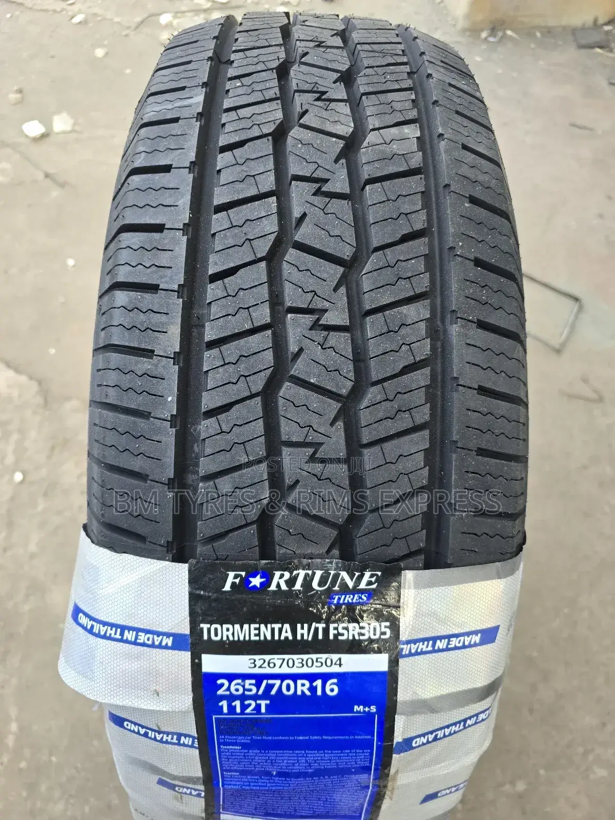 265 /70 R16 Fortune Tyres (All Terrein) Thailand.