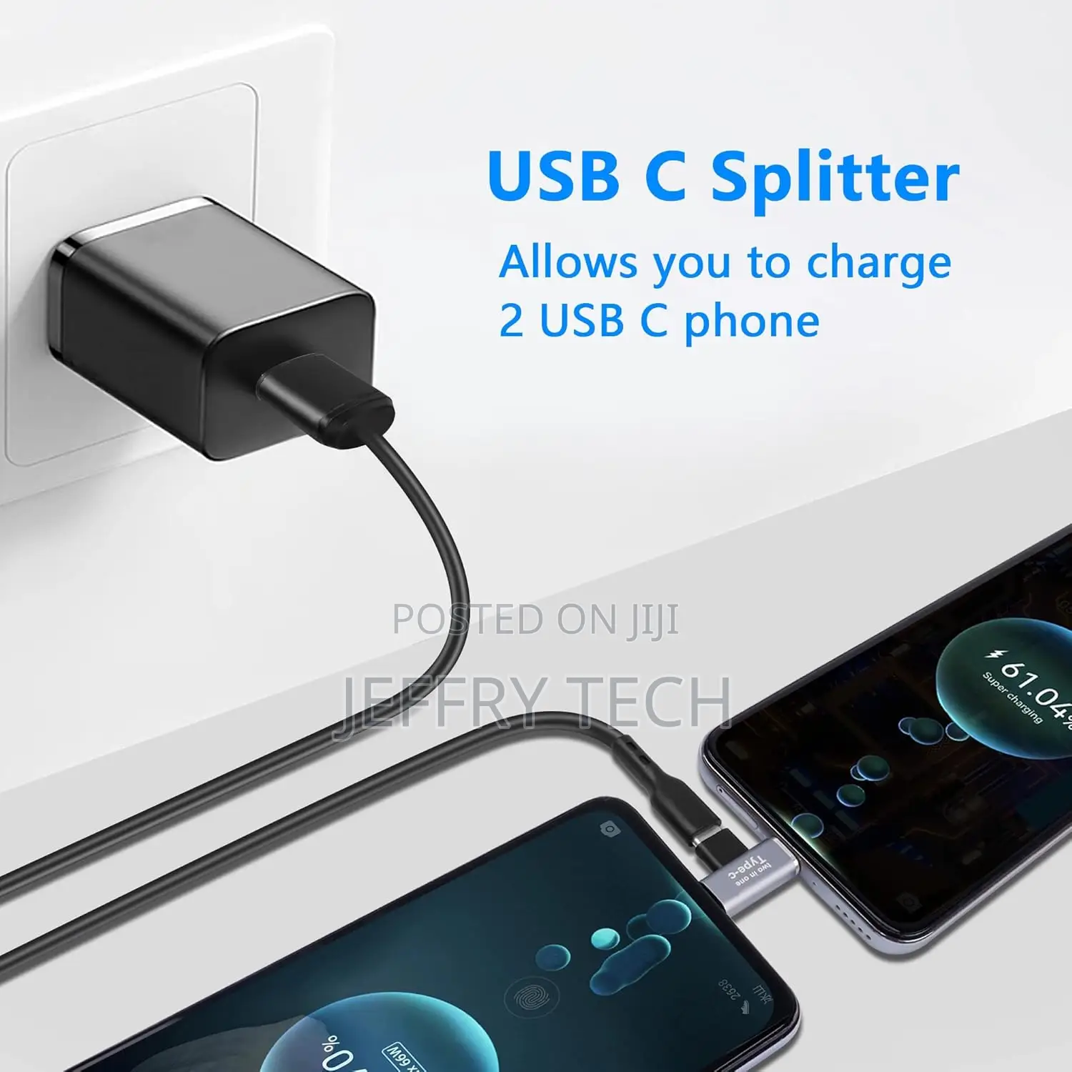 2 in 1 Usb C Adapter,Usb Type-C Female to Dual Male Splitter Support 5
